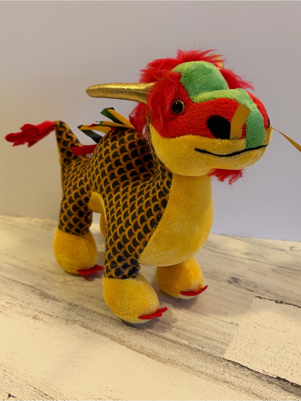 Rare Ganz Webkinz Chinese Dragon Plush Stuffed Animal Toy Yellow Red